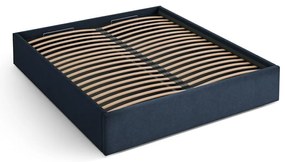 Letto matrimoniale imbottito blu scuro con contenitore/senza testiera con rete inclusa 180x200 cm Susan – Micadoni