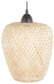 Lampadario legno di bambù chiaro e nero 123 cm BOMU Beliani