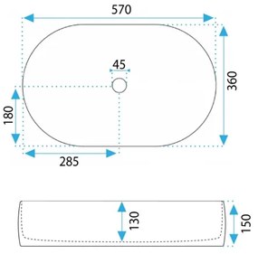 REA-U0600 - Lavabo da appoggio ALMA 36x57 cm ceramica/bianco lucido