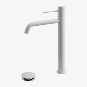 Set Rubinetto Lavabo E Valvola Di Scarico In Ottone Per Lavello Tipo Click-clack Con Troppopieno Orveta Bianco & ↑30 Cm - Sklum