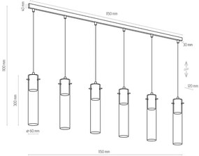 Lampadario su corda LOOK GRAPHITE 6xGU10/10W/230V