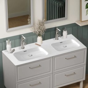 Lavabo a incasso rettangolare L 121 x H 17.5 x P 47 cm in ceramica bianco lucido