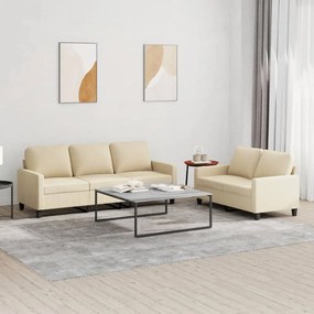 Set Di Divani 2 Pz Con Cuscini Crema İn Tessuto /