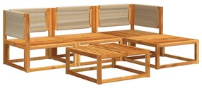 Set divano da giardino 5 pz con cuscini legno massello acacia