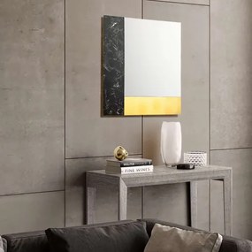 Specchio moderno quadrato 80 cm effetto marmo nero e foglia oro - KEIRA