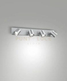 Modo spot alluminio spazzolato 4 luci orientabile  attacco gu10 ip20