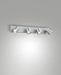 Modo spot alluminio spazzolato 4 luci orientabile  attacco gu10 ip20