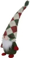 Gnomo Natale fermaporta 45 cm rombi rossi e verdi