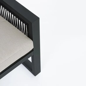 Salottino Da Esterno In Corda E Alluminio Con Cuscini E Tavolino Antracite Captiva Bizzotto