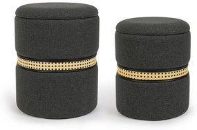 Set di 2 pouf contenitore KARINA carbone