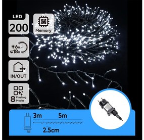 Aigostar - Catena LED natalizia da esterno 200xLED/8 funzioni 8m IP44 bianco freddo