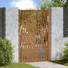 Cancello Da Giardino 105x155 Cm Acciaio Corten Design A Traccia /