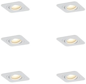 Set di 6 faretti da incasso arrotondati bianchi GU10 50mm orientabili e inclinabili IP44 - Alberto