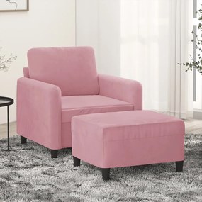 Poltrona Con Poggiapiedi Rosa 60 Cm Velluto /
