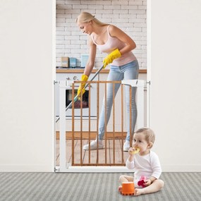 Costway Cancelletto di sicurezza per bambini da 75-82cm con chiusura automatica, Cancelletto per scale porte