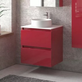 Mobile bagno sospeso 60 cm con due cassetti e piano bianco solid surface TOD-60SS - KAMALU