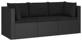 Set Divani da Giardino 4 pz con Cuscini in Polyrattan Nero