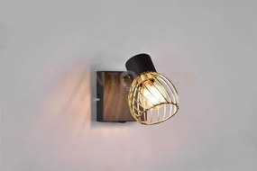Faretto ardon singolo metallo nero con gabbia oro r81381080
