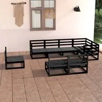 Set Divani da Giardino 8 pz Nero in Legno Massello di Pino cod mxl 41726