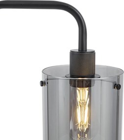 Lampada da terra di design nera con vetro fumé - Domo