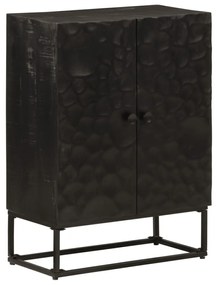 Credenza Nera 55x30x76 Cm İn Legno Massello Di Mango E Ferro /