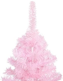 Albero di Natale Preilluminato con Palline Rosa 150 cm PVC