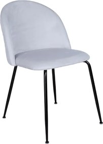 Sedia da pranzo in velluto Grigio Perla con gambe in metallo Nero - PARIS 2 sedie