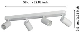 Spot Moderno Telimbela Z In Acciaio Bianco 4 Luci Gu10 4,9W Ip20