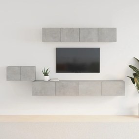 Set Di Mobili Porta Tv 5 Pz Grigio Cemento İn Legno Multistrato /