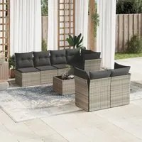 Set Divano da Giardino 8pz con Cuscini Grigio Chiaro Polyrattan 3217302