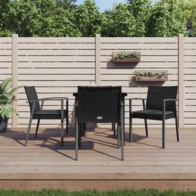 Set pranzo da giardino 5pz con cuscini in polyrattan e acciaio