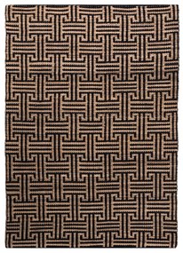 Tappeto nero/di colore naturale in misto iuta tessuto a mano 200x290 cm Meander Jute – Flair Rugs