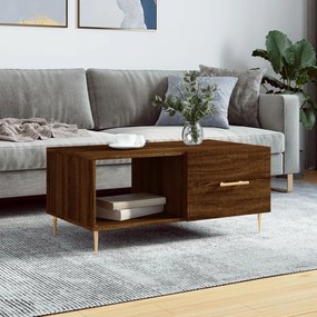 Tavolino Da Salotto Rovere Marrone 90x50x40cm Legno Multistrato /