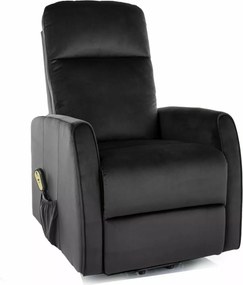 Poltrona reclinabile elettrica Leto Velvet con funzione alzapersona – 68x90/165x107 cm – nero