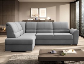 Divano angolare grigio allungabile/con contenitore (con penisola a sinistra/a L) e rivestimento in velluto Siber – ELTAP