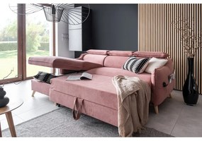 Divano letto angolare in velluto rosa chiaro (angolo sinistro) Sweet Harmony - Miuform
