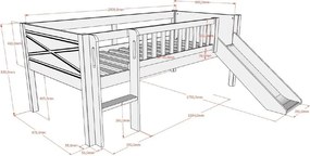 Letto da bambini rialzato bianco in pino massiccio con rete inclusa 90x200 cm Scott – Vipack