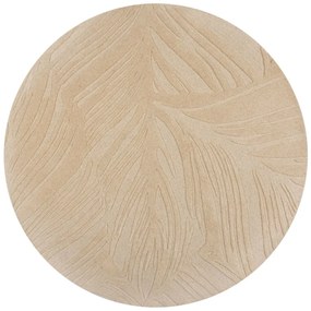 Tappeto rotondo in lana beige ø 160 cm Leaf - Flair Rugs