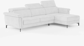 Capri Divano letto angolare con penisola contenitore e poggiatesta reclinabili - elegante tessuto smacchiabile T30