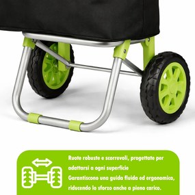 Carrello per la Spesa Poseidon Trolley con Rivestimento Termico 36x30x90 cm e Ruote Verde...
