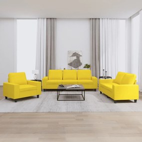 Set Di Divani 3 Pz Giallo Chiaro İn Tessuto /