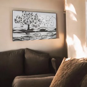 Quadro in tela 50x100 cm tema Albero Della Vita con particolari a rilievo