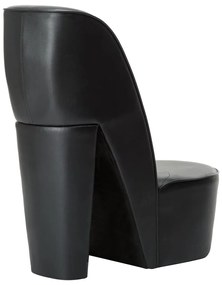 Poltrona a forma di scarpa con tacco in similpelle nera