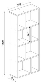 Libreria Moderna 60x25x140 Tuco Rovere Chiaro E Antracite