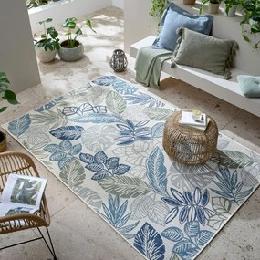 Tappeto da interno e esterno verde e blu 200x290 cm Bella Leaf – Flair Rugs