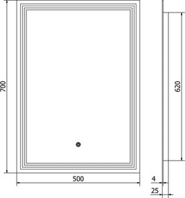 Mexen Taco specchio da bagno retroilluminato 50 x 70 cm, LED 6000K, antiappannamento - 9805-050-070-611-00