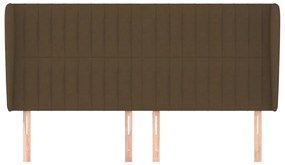 Testiera ad orecchio marrone scuro 203x23x118/128 cm in tessuto