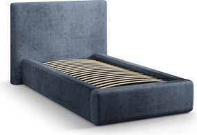 Letto singolo imbottito blu scuro con contenitore con rete inclusa 90x200 cm Amy – Micadoni