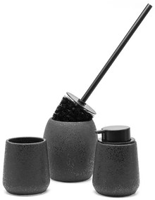 Set 3 accessori bagno da appoggio in ceramica nera con effetto glitter