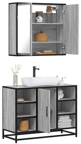 Set Mobili Da Bagno 2 Pz Grigio Sonoma İn Legno Multistrato /